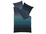 Bettwäsche KAEPPEL "Gradient", blau, B/L: 155cm x 220cm, 1 Stk., 1 Stk., Mako-Satin, B/L: 80cm x 80cm, 2 Stk., Mako-Satin, Obermaterial: 100% Baumwolle, Bettwäsche, Bettwäsche