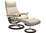 Fußhocker STRESSLESS "View", beige (cream batick), B:57cm H:43cm T:47cm, Leder BATICK: BATICK ist ein leicht korrigiertes, durchgefärbtes und genarbtes Möbelleder, bei dem die meisten Unebenheiten und Spuren in der Regel entfernt wurden.;Leder PALOMA: PALOMA ist ein durchgefärbtes Semianilin-Möbelleder mit natürlicher Narbung.;ROHLEDER Stoff Q2 FARON: Ein fester zuverlässiger Bouclé mit einem stru