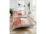 Bettwäsche KAEPPEL "Supreme", orange (terra), B/L: 200cm x 200cm, 1 Stk., 2 Stk., Mako-Satin, B/L: 80cm x 80cm & 80cm x 80cm, 3 Stk., Mako-Satin, Obermaterial: 100% Baumwolle, Bettwäsche, Bettwäsche, mit graphischem Print