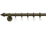 Gardinenstange INDEKO "Calais", braun (messing, antik), L:340cm Ø:16mm, Eisen, Gardinenstangen, Gardinenstange, Komplett-Set inkl. Ringen, Faltenlegehaken und Montagematerial