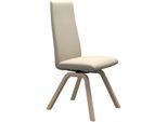Polsterstuhl STRESSLESS "Laurel", beige (cream batick, eiche natur), B:49cm H:105cm T:60cm, Leder BATICK: BATICK ist ein leicht korrigiertes, durchgefärbtes und genarbtes Möbelleder, bei dem die meisten Unebenheiten und Spuren in der Regel entfernt wurden., Stühle, Polsterstuhl, High Back, Größe M, mit schräggestellten Beinen in Eiche natur
