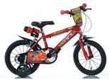 Kinderfahrrad DINO BIKES "Cars Buddy" Gr. 30, rot, Fahrräder, Kinder, 30cm, 16 Zoll (40,64cm), mit Stützrädern, Trinkflasche und Frontschild