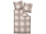 Bettwäsche JANINE "DAVOS65159 07", beige (naturell mauve), B/L: 200cm x 220cm, 1 Stk., 2 Stk., Feinbiber, B/L: 80cm x 80cm & 80cm x 80cm, Feinbiber, Obermaterial: 100% Baumwolle, Bettwäsche, Bettwäsche, mit Reißverschluss