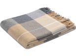 Plaid BIEDERLACK "Britta", beige (beige, grau, braun), B:130cm L:170cm, Wolle, Wohndecken, im Karo-Look, Kuscheldecke