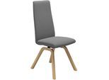 Polsterstuhl STRESSLESS "Laurel", grau (dunkelgrau dinamica, eiche natur), B:49cm H:105cm T:60cm, Microfaser DINAMICA (88% Polyester, 12% Polyurethan), Stühle, Polsterstuhl, High Back, Größe M, mit schräggestellten Beinen in Eiche natur