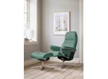 Relaxsessel STRESSLESS "Sunrise", grün (aqua grün paloma), B:92cm H:105cm T:80cm, Leder PALOMA: PALOMA ist ein durchgefärbtes Semianilin-Möbelleder mit natürlicher Narbung., Sessel, Relaxsessel, mit Hocker, mit Cross Base, Größe S, M & L, Holzakzent Schwarz