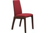 Polsterstuhl STRESSLESS "Laurel", rot (berry rot dinamica, walnuss), B:57cm H:92cm T:59cm, Microfaser DINAMICA (88% Polyester, 12% Polyurethan), Stühle, Polsterstuhl, Low Back, Größe M, mit abgerundeten Beinen in Walnuss