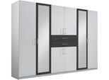 Kleiderschrank WIMEX "Diver Drehtürenschrank mit Spiegel, 180, 225 o. 270cm breit", weiß (weiß, graphit, griffe alu), B:270cm H:207cm T:58cm, Schränke, Kleiderschrank, Bestseller Schlafzimmerschrank wahlweise 3 Innenausstattungen, Topseller
