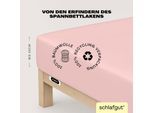 Spannbettlaken SCHLAFGUT "EASY JERSEY Bettlaken, 150 g/m², 100% Baumwolle, Spannbetttuch", lila (lila light), L:200cm, Jersey, Obermaterial: 100% Baumwolle, Bettlaken, Spannbettlaken, Spannbettlaken bis 22 cm Höhe, bügelfrei, pflegeleicht, perfekter Sitz