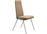Polsterstuhl STRESSLESS "Laurel", beige (sand paloma, chrom matt), B:57cm H:105cm T:60cm, Leder PALOMA: PALOMA ist ein durchgefärbtes Semianilin-Möbelleder mit natürlicher Narbung., Stühle, Polsterstuhl, High Back, Größe M, mit Beinen aus Stahl in Chrom matt