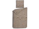 Bettwäsche HECKETT & LANE "Bronco", braun, B/L: 135cm x 200cm, 1 Stk., 1 Stk., Flanell, B/L: 80cm x 80cm, 2 Stk., Flanell, Obermaterial: 100% Baumwolle, Bettwäsche, Bettwäsche, Blätter Design, hochwertiges Flanell, Bettwäsche ab 135x200 cm