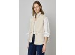 Fellweste STREET ONE, Damen, Gr. 46, eggshell ecru, Stoff, Obermaterial: 100% Polyester. Obermaterial 2: 100% Polyester, unifarben, comfort fit normal, hoch geschlossener Ausschnitt, Westen, super weich