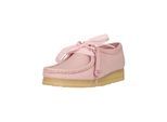 Schnürschuh CLARKS "Wallebee", Damen, Gr. 38, rosa (hellrosa), Leder, Schuhe Schnürschuh, mit glatter Kreppsohle