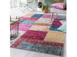 Teppich LUXOR LIVING "Prima 2" Gr. 3, bunt (multi, pink), B:120cm H:7mm L:170cm, Kunstfaser, Teppiche, Teppich, Kurzflor, Patchwork Muster, Vintage Design, Wohnzimmer