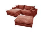 Livetastic , Terracotta , Textil , Füllung: Polyurethan (PUR),Polyurethan (Pur) , Ottomane links, L-Form , 265x180 cm , Made in EU ,