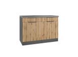 Held , Graphitfarben, Eiche Wotan , Holzwerkstoff , 2 Fächer , 2 Schublade(n) Schubladen , 120x85x60 cm , Made in Germany , Küche, Küchenblöcke, Küchenschränke, Küchenunterschränke