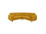 Mid.you , Gelb , Textil , Birke, Buche , Hartholz , Füllung: Silikon, Schaumstoffflocken,Polyurethan (Pur) , L-Form , 242x242 cm , Made in EU , Rücken echt , Wohnzimmer, Sofas & Couches, Schlafsofas, Ecksofas mit Schlaffunktion