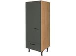 Nobilia , Grün, Eichefarben , Holzwerkstoff , 1 Schublade(n) Schubladen , einzeln stellbar, nur wie online abgebildet bestellbar , 60x168x58 cm , Blauer Engel, Pefc, Goldenes M, Made in Germany, DGM-Klimapakt , Küche, Küchenblöcke, Küchenschränke, Küchenumbauschränke