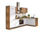 Pino , Weiß, Eichefarben , Holzwerkstoff , 2 Schubladen , L-Form , A , 275x175 cm , in den Filialen individuell planbar, individuelle Inneneinteilung, seitenverkehrt erhältlich, in den Filialen verschiedene Griffe erhältlich, Zusatzausstattung erhältlich, in den Filialen verschiedene Arbeitsplatten erhältlich, verschiedene Arbeitshöhen möglich, höhenverstellbare Füße , Küche, Küchenblöcke, Eckküch