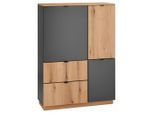 Livetastic , Anthrazit, Eichefarben , Holzwerkstoff , 5 Fächer , 2 Schublade(n) Schubladen , 103x142x38 cm , Beimöbel erhältlich , Kleinmöbel, Kommoden, Highboards