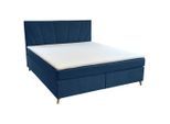 Livetastic , Dunkelblau , Textil , H2 , 180x200 cm , gepolstertes Kopfteil, Federkernmatratze, Topper durchgehend ,