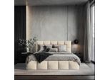Mid.you , Sandfarben , Holz, Textil, Holzwerkstoff , 140x200 cm , Bettkasten, gepolstertes Kopfteil, Stoffauswahl, in verschiedenen Größen erhältlich,verstellbar, alternative Größen erhältlich ,