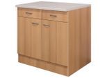 FlexWell , Buchefarben , Holzwerkstoff , 1 Fächer , 2 Schublade(n) Schubladen , einzeln stellbar , 100x85x57 cm , Made in Germany , individuell planbar , Küche, Küchenblöcke, Küchenschränke, Küchenunterschränke