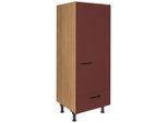 Nobilia , Rot, Eichefarben , Holzwerkstoff , 1 Schublade(n) Schubladen , einzeln stellbar, nur wie online abgebildet bestellbar , 60x168x58 cm , Blauer Engel, Pefc, Goldenes M, Made in Germany, DGM-Klimapakt , Küche, Küchenblöcke, Küchenschränke, Küchenumbauschränke