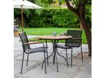 Gardenson , Anthrazit, Naturfarben , Kunststoff , Teakholz , vollmassiv , Stühle stapelbar , Gartenmöbel, Balkonmöbel, Balkonmöbel-Sets