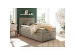 Mid.you , Sandfarben , Textil , H2 , 7-Zonen , 120x200 cm , Bettkasten, Matratze, Topper durchgehend , Schlafzimmer, Betten, Boxspringbetten