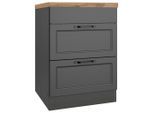 Held , Grau, Eiche Wotan , Holzwerkstoff , 2 Schublade(n) Schubladen , 60x86x60 cm , Made in Germany , Küche, Küchenblöcke, Küchenschränke, Küchenumbauschränke