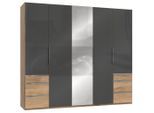 Mid.you , Grau, Eichefarben , Glas , 3 Fächer , 6 Schublade(n) Schubladen , 250x216x58 cm , BQ - Bündnis für Qualität, Made in Germany, DIN EN ISO 9001 , umfangreiches Zubehör erhältlich, in verschiedenen Größen erhältlich, in verschiedenen Holzdekoren erhältlich, Schrankfront mit Spiegel , Schlafzimmer, Kleiderschränke, Drehtürenschränke
