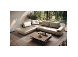 Livetastic , Creme , Leder , Echtleder , Semi-Anilinleder , Füllung: Silikon , Ottomane links, L-Form , 306x237 cm , Made in EU , Lederauswahl, seitenverkehrt erhältlich, Rücken echt, elektrischer Sitzvorzug , Wohnzimmer, Sofas & Couches, Wohnlandschaften, Ecksofas