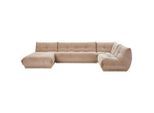 Livetastic , Taupe , Textil , U-Form, einzeln stellbar , 390x210 cm , Made in EU , Rücken echt, individuell planbar ,