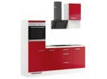 Impuls , Rot , Holzwerkstoff , Uni , 3 Schublade(n) Schubladen , nur wie online abgebildet bestellbar , 215 cm , GS-geprüft, RAL Testat, Pefc, Goldenes M, Made in Germany , seitenverkehrt erhältlich, vormontierter Korpus , Küche, Küchenblöcke, Küchenzeilen