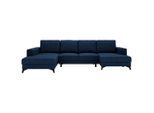 Livetastic , Blau , Textil , Füllung: Schaumstoff , Ottomane rechts, U-Form , 339x190 cm , Made in EU , Liegefunktion , Wohnzimmer, Sofas & Couches, Wohnlandschaften, Wohnlandschaften U-Form