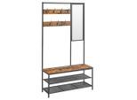 Mid.you , Braun, Schwarz , Holzwerkstoff , 98x180x35 cm , Garderobe, Garderoben-Set