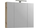 Stylife , Eiche Artisan , Holzwerkstoff , 3 Fächer , einzeln stellbar , 80x74x20 cm , ISO 9001 , Soft-Close-System , Badezimmer, Badezimmermöbel, Badezimmerschränke, Spiegelschränke