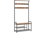 Mid.you , Braun, Schwarz , Metall, Holzwerkstoff , 85x180.5x30 cm , Garderobe, Garderoben-Set