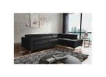 Livetastic , Schwarz , Textil, Leder , Echtleder , Rindleder , Ottomane rechts, L-Form , 286x208 cm , Made in EU , Liegefunktion, Rücken echt , Wohnzimmer, Sofas & Couches, Wohnlandschaften, Ecksofas