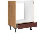 Nobilia , Rot, Eichefarben , Holzwerkstoff , 1 Schublade(n) Schubladen , einzeln stellbar , 60.0x87.0x56.0 cm , Blauer Engel, Pefc, Goldenes M, Made in Germany, DGM-Klimapakt , Küche, Küchenblöcke, Küchenschränke, Küchenumbauschränke