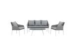 Gardenson , Grau, Weiß , Metall, Glas , Füllung: Komfortschaum,Komfortschaum , einzeln stellbar , Tisch mit Glasplatte , Gartenmöbel, Loungemöbel, Loungegarnituren