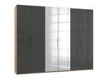 Mid.you , Grau, Eichefarben , Glas , 6 Fächer , 300x236x58 cm , BQ - Bündnis für Qualität, Made in Germany, DIN EN ISO 9001 , umfangreiches Zubehör erhältlich, in verschiedenen Größen erhältlich, in verschiedenen Holzdekoren erhältlich, Schrankfront mit Spiegel , Schlafzimmer, Kleiderschränke, Drehtürenschränke