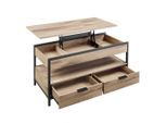 Mid.you , Schwarz, Hellbraun , Metall, Holzwerkstoff , 2 Schublade(n) Schubladen , rechteckig , 50x48-62x100 cm , Wohnzimmer, Wohnzimmertische, Couchtische, Couchtische Metall