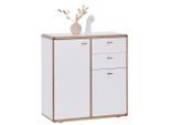 Möbelix , Weiß, Eichefarben , Holzwerkstoff , 3 Fächer , 2 Schublade(n) Schubladen , 86x91x39 cm , Kleinmöbel, Kommoden, Kommoden