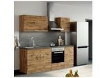 Held , Schieferfarben, Eiche Wotan , Holzwerkstoff , 1 Schublade(n) Schubladen , einmalig seitenverkehrt montierbar, nur wie online abgebildet bestellbar , A , 210 cm , Made in Germany , Küche, Küchenblöcke, Küchenzeilen