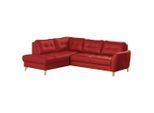 Livetastic , Rot , Textil, Leder , Echtleder , Rindleder , Buche , Ottomane links, L-Form , 236x190 cm , Made in EU , seitenverkehrt erhältlich, Rücken echt ,