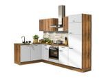 Pino , Weiß, Eichefarben , Holzwerkstoff , 2 Schublade(n) Schubladen , L-Form , A , 275x175 cm , in den Filialen individuell planbar, individuelle Inneneinteilung, seitenverkehrt erhältlich, in den Filialen verschiedene Griffe erhältlich, Zusatzausstattung erhältlich, in den Filialen verschiedene Arbeitsplatten erhältlich, verschiedene Arbeitshöhen möglich, höhenverstellbare Füße , Küche, Küchenbl
