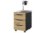 Möbelix , Anthrazit, Eiche Artisan , Holzwerkstoff , 3 Schublade(n) Schubladen , 44.9x66x54.9 cm , Büromöbel, Rollcontainer