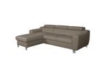 Livetastic , Taupe , Textil, Leder , Echtleder , Rindleder , L-Form , 242x176 cm , Made in EU , Bettkasten erhältlich, Lederauswahl, Bettfunktion erhältlich, Rücken echt ,